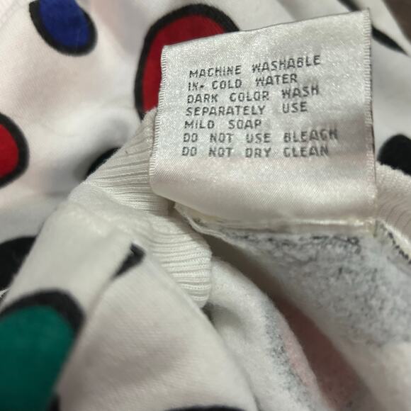 Vintage Polka Dot Crewneck Sweatshirt Medium Kidcore Clowncore Red Blue Green - Picture 3 of 4